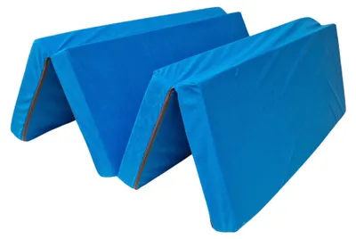 Productafbeelding van Natalia Spzoo vouwmatras 180x120x8 cm, blauw - 4-delig schuimmatras, afneembare en wasbare hoes, voor logees, camper en kamperen, compact op te bergen