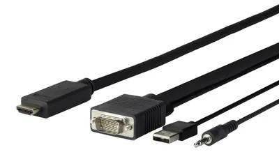 Zdjęcie produktu dla Vivolink PROVGAHDMI3, 3 m, HDMI Typu A (Standard), VGA (D-Sub) + 3.5mm + USB Type-A, Męska, Męska, Prosty
