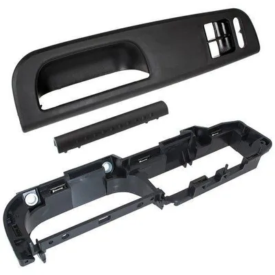 Image de Poignée intérieure de porte + plaque de recouvrement pour VW Sharan 7M / Seat Alhambra, couleur noire, lot de 2