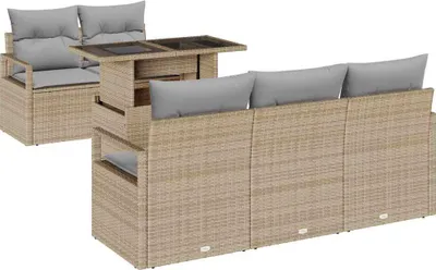 Obrázek produktu pro vidaXL Zahradní sedací souprava 6 ks Béžová a světle šedá 100 x 55 x 73 cm
