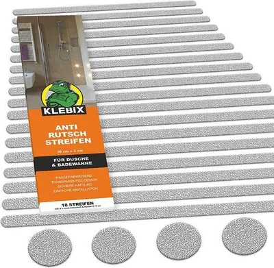 Image de Tomivo® : Ensemble antidérapant de 22 pièces pour douche et salle de bain - 18 bandes antidérapantes de 38 cm x 2 cm + 4 autocollants antidérapants de 10 cm, adhésifs, 100% transparents