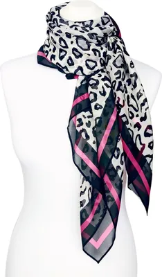 Produktbild von TINITEX Seidentuch Halstuch Leopard pink Seide 110x110 cm