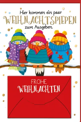 Produktbild von Weihnachten - Karte mit Umschlag - Frohe Weihnachten mit Vögeln Geldta