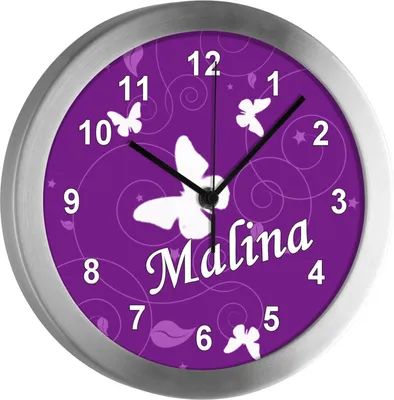 Produktbild von Kinderzimmer Funkwanduhr, Funkuhr Wanduhr Kinder, Schmetterling lila 25 cm