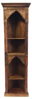 Immagine prodotto di Marrakech - Stile orientale e mediterraneo - Scaffale angolare indiano intagliato in legno di wurud - 182 cm -