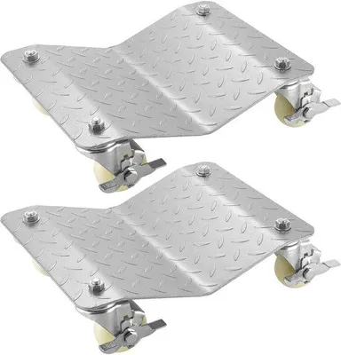 Produktbild von Famanu Fahrzeugdolly 4 Zwillingsräder - Hochwertiger Stahl - Hohe Tragfähigkeit - 2 Stück - Silber