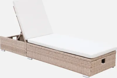 Immagine prodotto di Lettino prendisole in resina intrecciata multiposizione, Beige