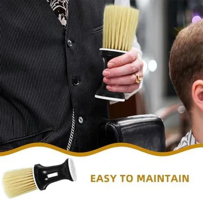 Produktbild von 4 Nackenbürsten mit Griff, abnehmbarer Haarschneidebürste und Puderapplikator, weiche Nylonborsten, Nackenstaubpinsel zur Haarentfernung und Kopfhautmassage