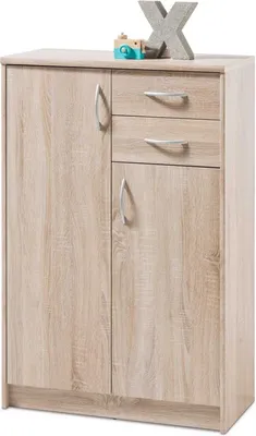 Produktbild von Kommode - Eiche Sonoma Nachbildung - 74 x 112 cm - 2 Türen - 2 Schubladen - 5 Einlegeböden