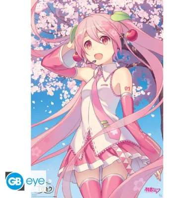Productafbeelding van HATSUNE MIKU - Poster, formaat maxi 91,5 x 61 cm,MIX-certificering - Kersenbloesemmotief