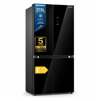 Produktbild von Heinner HSBS-M515MDINVHGBKE++ Side-by-Side Kühlschrank 515 L, No-Frost, Inverter, InoxCool, Schwarzglas