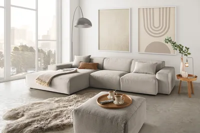 Produktbild von KAWOLA Sofa RANI Ecksofa Cord steingrau Recamiere links