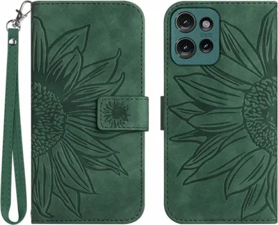 Produktbild von Motorola Edge 50 Neo Hülle - Coverup Sonnenblume Klapphülle mit Schlüsselband - Grün