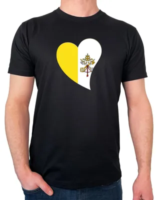 Produktbild von Huuraa Herren T-Shirt Vatikanstadt Flagge Herz S Black Bio Baumwolle Fairtrade Herrenshirt Geschenkidee