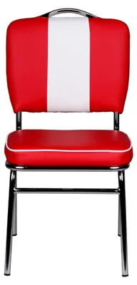 Produktbild von Esszimmerstuhl im American Diner Stil der 50er Jahre, gepolsterte Sitzfläche mit Rückenlehne, Farbe Rot Weiß