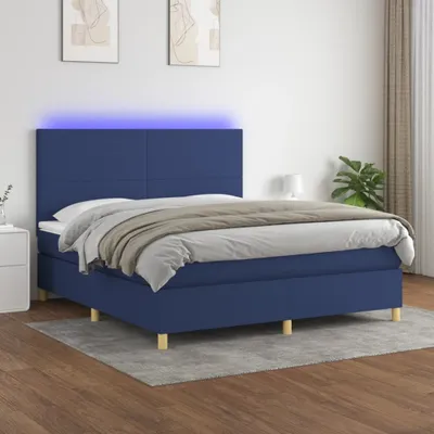 Produktbild von The Living Store Boxspringbett mit Matratze & LED Blau 180x200 cm Stoff