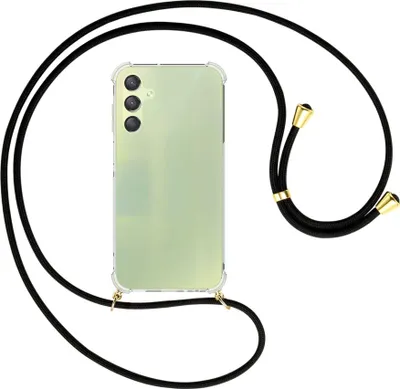 Produktbild von Handykette Backcover-Schutzhülle mit Band (Metall goldfarben) für Samsung Galaxy A15  - schwarz