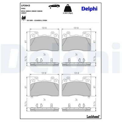 Image de Jeu de plaquettes de frein DELPHI avant pour ALFA ROMEO Tonale (965) LP3943