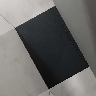 Immagine prodotto di doporro Piatto Doccia Rettangolare 80x120 cm in Resina Minerale Antracito Effetto Pietra, Ultrasottile H 3 cm, Scarico Laterale con Piletta Inclusa šC Geoma07