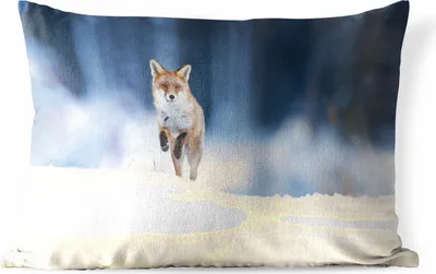 Produktbild von MuchoWow® Outdoor Kissen - Fuchs - Schnee - Winter - 60x40 cm - Wetterfest - Lounge Kissen - Zierkissen - Kissen für Innenräume