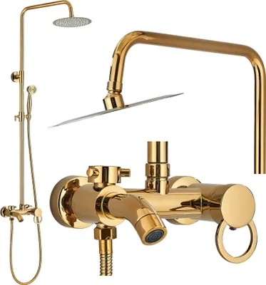 Immagine prodotto di Ari Shower System Set di docce a pioggia in ottone oro lucido con tubo sottile di design