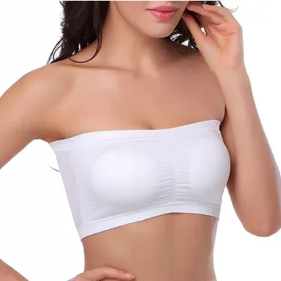 Produktbild von Damen-BH - Nahtloser BH - Weicher BH - Sport-Top - Bequemes Fitness-Top - Weiß - D/E