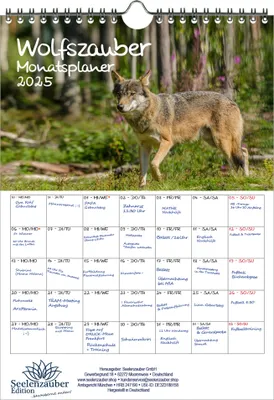 Produktbild von Wolfszauber Planer DIN A4 Kalender für 2025 Wolf und Wölfe - Seelenzauber