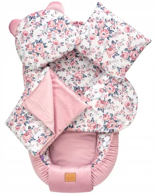 Obrázek produktu pro Jukki hnízdečko pro miminko 5dílná sada Comfort 100x55 cm s matrací, dekou a polštářem – Roses & Smokey Pink Soft Velvet