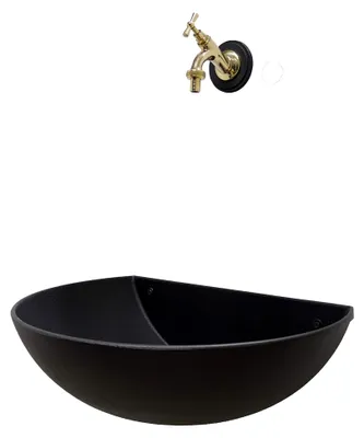 Produktbild von Wandbrunnen Fontana aus Gusseisen mit glänzendem Wasserhahn für Haus und Garten