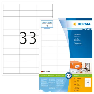Produktbild von Etiketten Premium A4, weiß 66x25,4 mm Papier matt 6600 St.