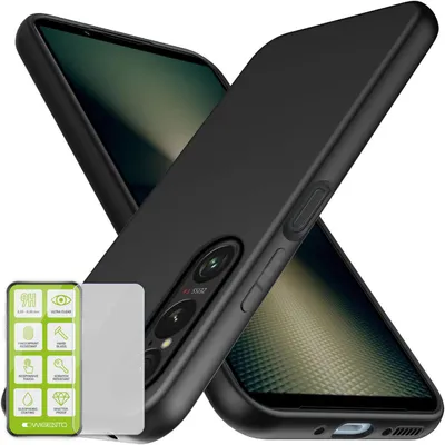 Immagine prodotto di Per Sony Xperia 1 VII Custodia protettiva in silicone TPU per cellulare Nero + Pellicola in vetro temperato H9