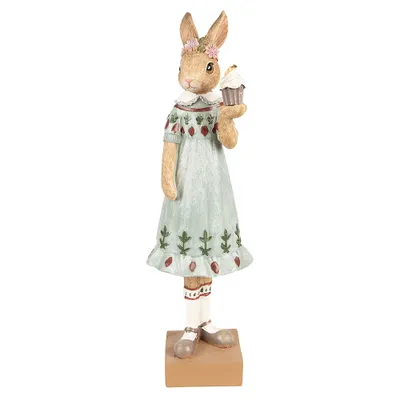 Obrázek produktu pro Clayre & Eef figurka králíka 28 cm hnědozelená polyresinová
