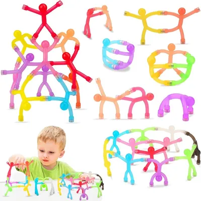 Produktbild von 10 Stück Magnetfiguren - Flexible Magnetspielzeuge - Transparente Kühlschrankmagnete - Magnetbausteine für Kinder - Reisespielzeug - Lernspielzeug
