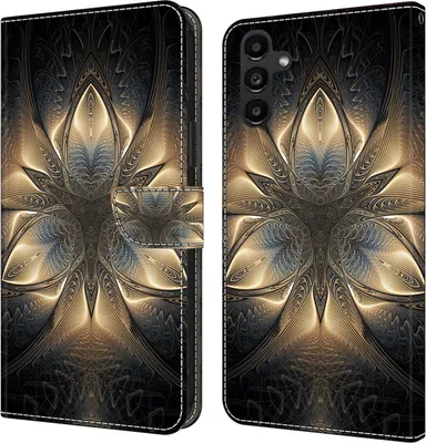 Produktbild von CLM-Tech Hülle kompatibel mit Samsung Galaxy A14 5G - Tasche aus Kunstleder - Klapphülle mit Ständer und Kartenfächern, goldener Ruhm