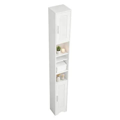Produktbild von Badezimmerschrank Hochschrank Badschrank Schmal Hoch | Badschrank mit Offenen Fach und Tür, Verstellbaren Ablagen, Platzsparender Badregal, Badmöbel