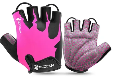 Zdjęcie produktu dla Rękawice rowerowe męskie, letnie, półpalczaste, MTB, kolor magenta, rozmiar L