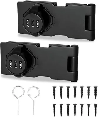 Obrázok produktu pre Bezpečnostný zámok na skrinky – mechanický zámok na heslo – čierny – uzamykateľný – mechanický – 2 ks – so skrutkou