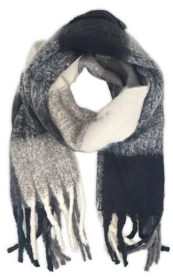 Produktbild von styleBREAKER Damen Webschal mit Karo Muster | Langer Schal mit dicken, langen Fransen | weicher Winter Strickschal warmes Material Stola