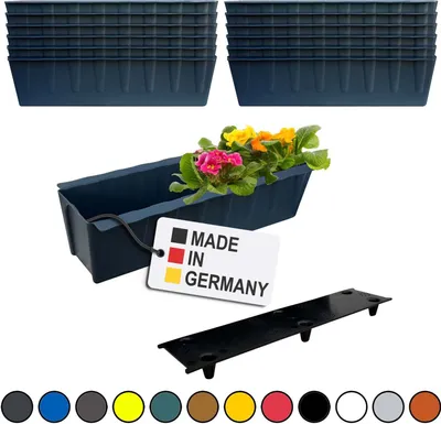 Produktbild von BURI 12 Euro-Paletten Blumenkästen-Einsätze inkl. Bewässerungsmatte | 37,3cm Anthrazit | Pflanzkasten für Europalette Palette | Balkonkasten | Blumentopf | aus stabilen Kunststoff |  Germany