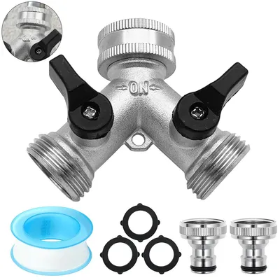 Produktbild von 2 Wege Verteiler Wasser 3/4 Zoll, Wasserhahn verteiler, wasseranschluss verteiler, Y-verteiler zulaufschlauch, für Waschmaschine, Geschirrspüler