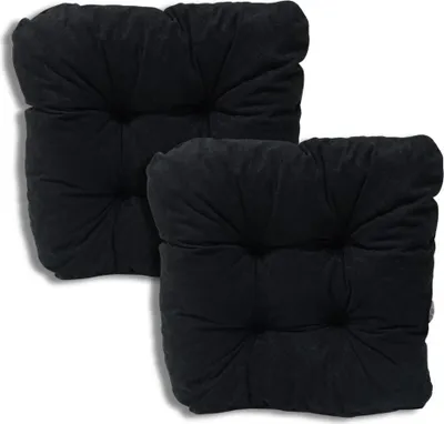 Produktbild von 2er-Set Gepolsterte Stuhlkissen Schwarz 38x38x8 cm - 0001 Sitzkissen-Set für Küche