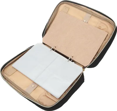 Produktbild von Reise-Schmuck-Organizer-Etui, tragbare Aufbewahrungsrolle mit transparenten Bindertaschen für Ohrringe, Halsketten, Schwarz