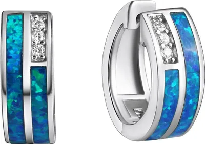 Produktbild von V Klappcreolen 925-Sterling Silber rhodiniert Zirkonia