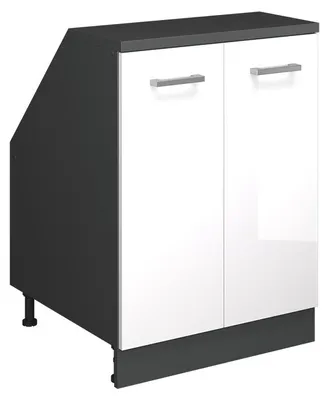 Obrázok produktu pre Šikmá skriňa Vicco Rion Biely vysoký lesk 60 x 81.6 cm s 2 dverami, korpus skrine hĺbka 60 cm, Model 60272