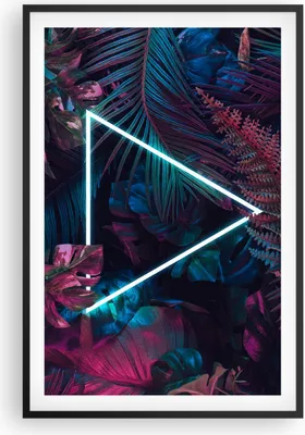 Produktbild von Gerahmtes Poster - Schwarzer Rahmen - Leuchtend Dreieck Blätter - 61x91,5 cm - Wand Bild - Wanddeko - Wandbilder - Kunstposter - Wandposter - Bilderrahmen - Bilder - Kunstdruck - P2BPA61x91-4563