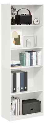 Image de Étagère Furinno Gehry, 5 niveaux, avec étagères réglables, couleur blanche