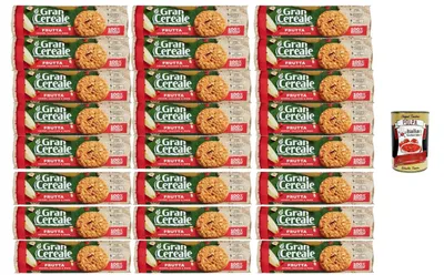Produktbild von GranCereale Frutta Kekse 24x230g | Vollkorn mit Heidelbeeren Haselnüssen & Apfel – ballaststoffreich ohne Palmöl recycelbare Packung 100% italienisches Getreide + Italian Gourmet polpa