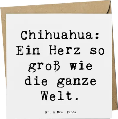 Produktbild von Mr. & Mrs. Panda Grußkarte Spruch Chihuahua Herz - Weiß - Geschenk, Hundezitat, Hunderassen Beschreibung, Klappkarte, loyaler Hund, anlasskarte, Pflege, Hundeliebhaber