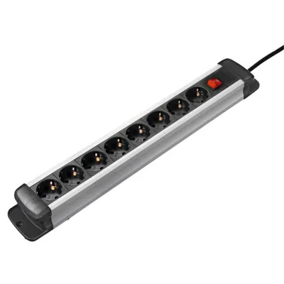 Zdjęcie produktu dla Hama 8way Distribution Panel "Pro-S 80S", 1.5 m, 8 x gniazdo sieciowe, 50 - 60 Hz, 16 A, 3500 W, Czarny, Srebrny, 1,5 m