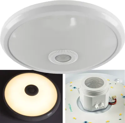Produktbild von Deckenleuchte mit Bewegungsmelder, Ø29cm, 12W, 360° Sensor, Weiß, warmweiß